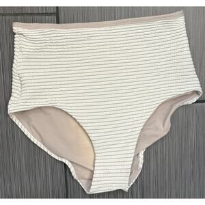 Lululemon Swim Bikini Bottom High Waisted Size 2 Cream/Taupe Ribbed Lined